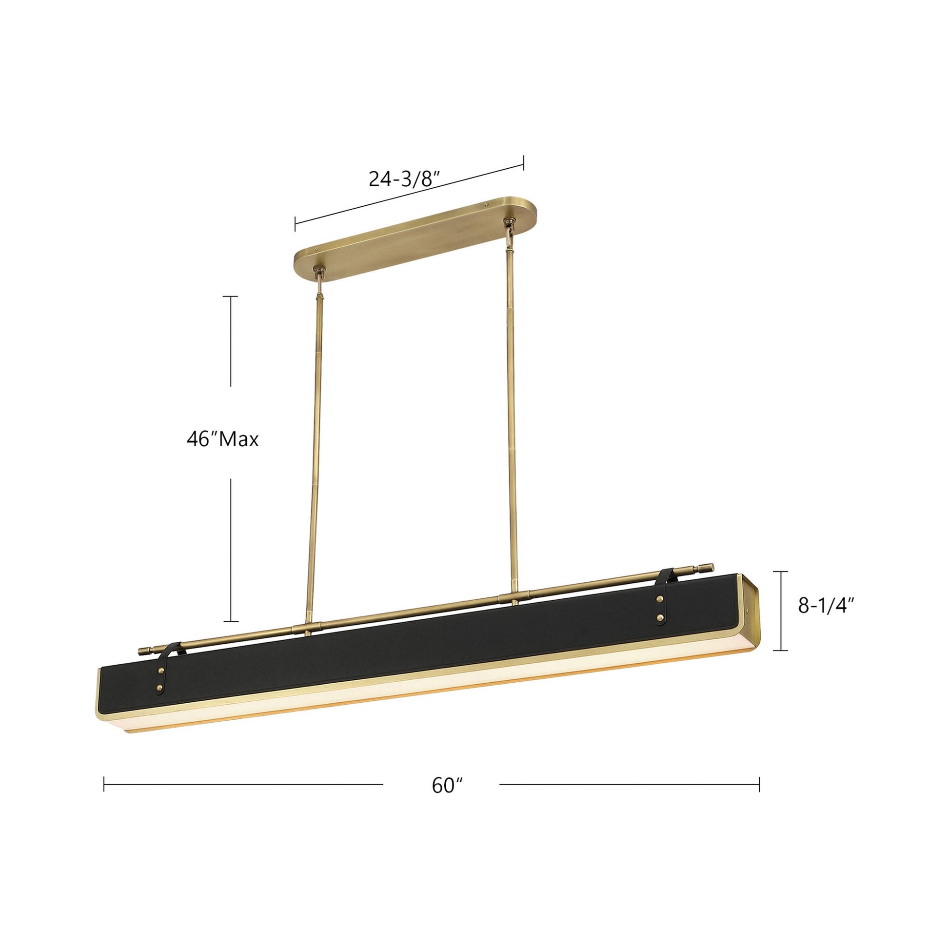 Valise LED Linear Pendant Light - line drawing.