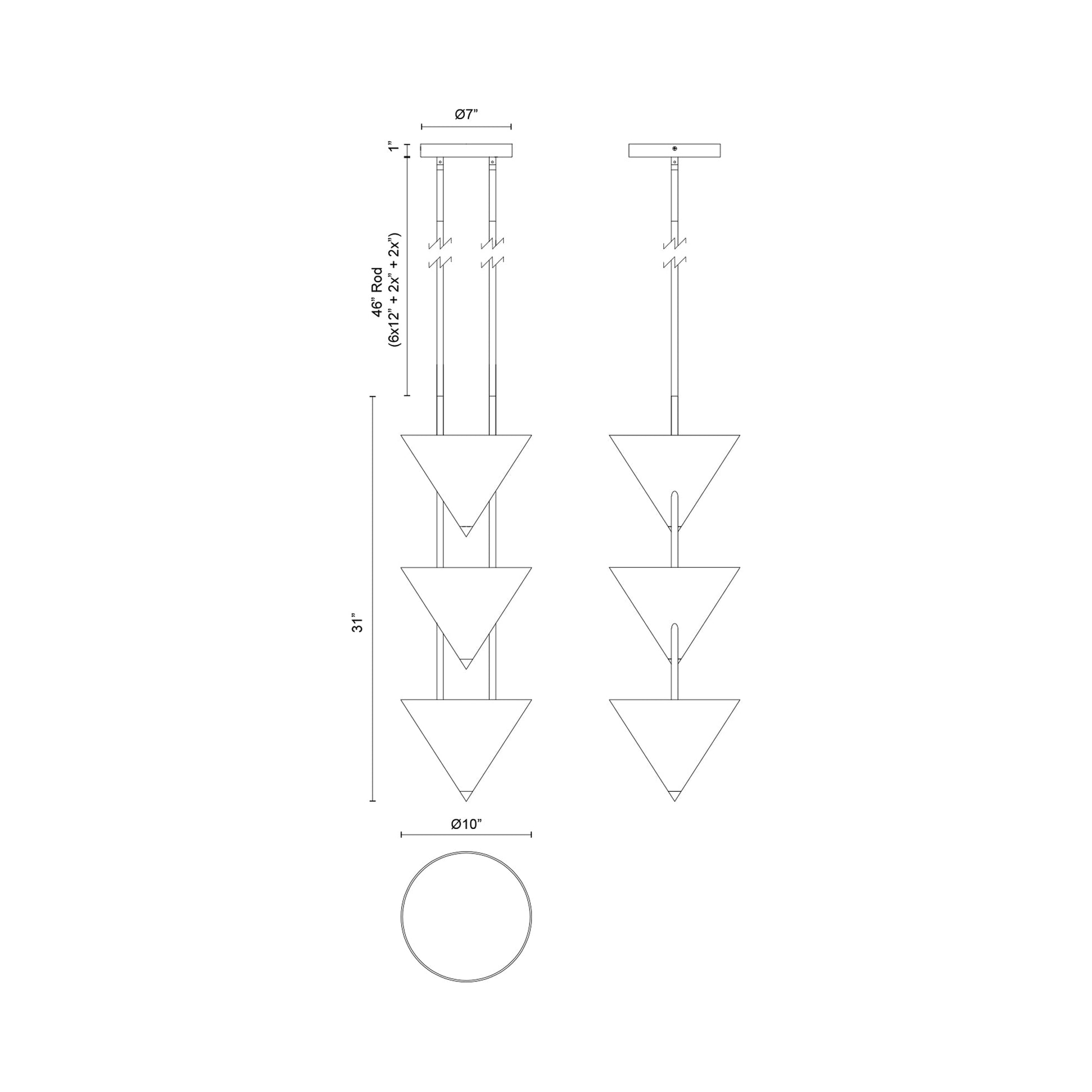 Versus Pendant Light - line drawing.