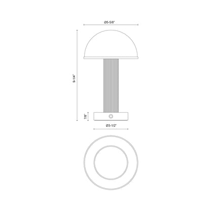 Vienna Round LED Rechargeable Table Lamp - line drawing.