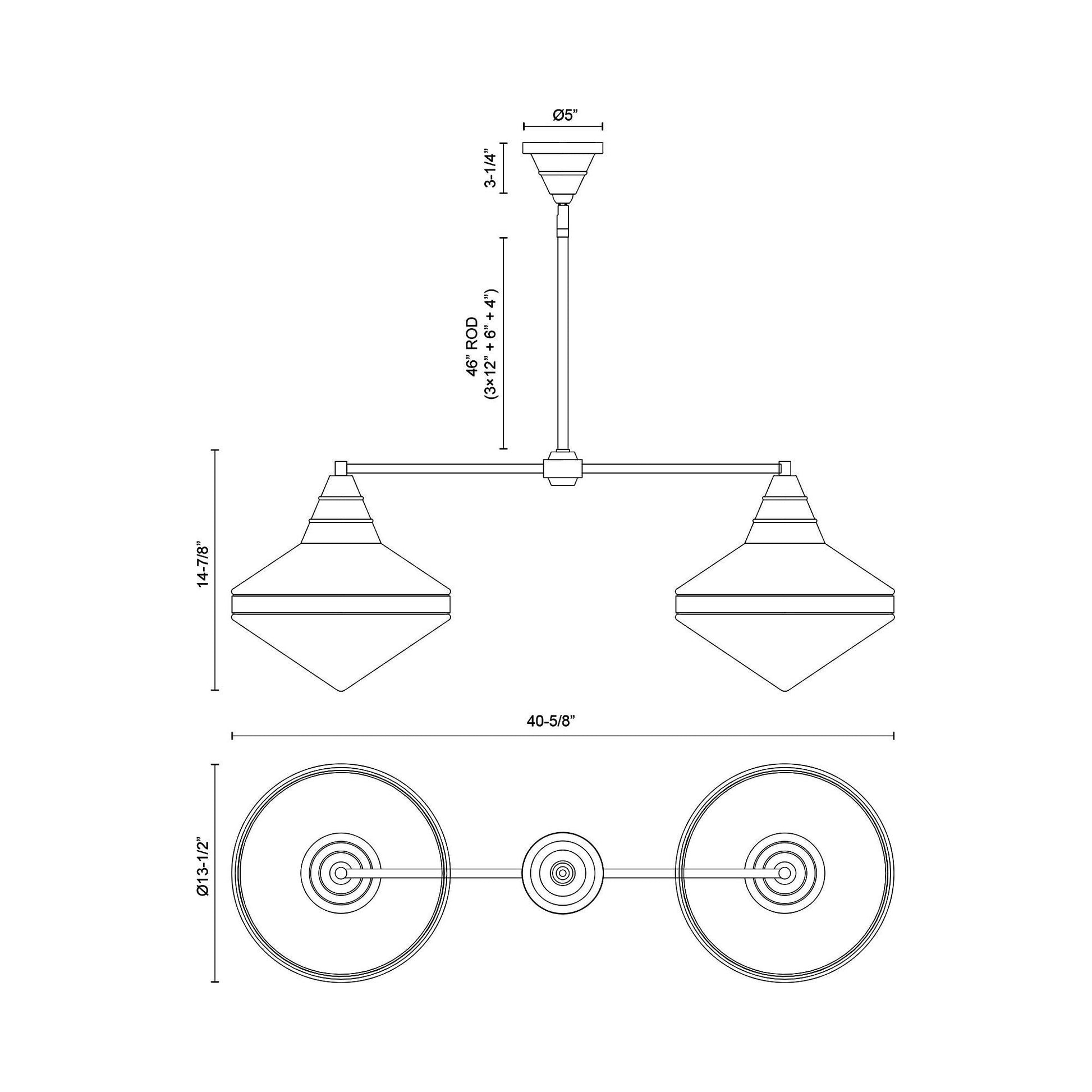 Willard Linear Pendant Light - line drawing.