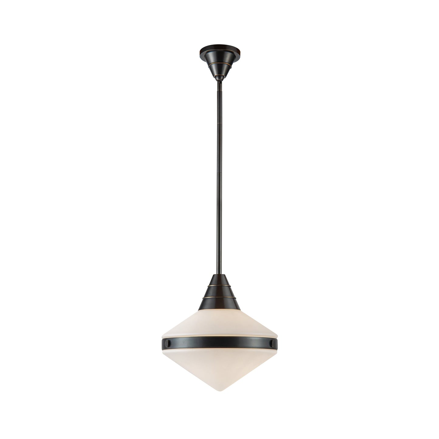Willard Pendant Light in Urban Bronze/Matte Opal Glass (Small).