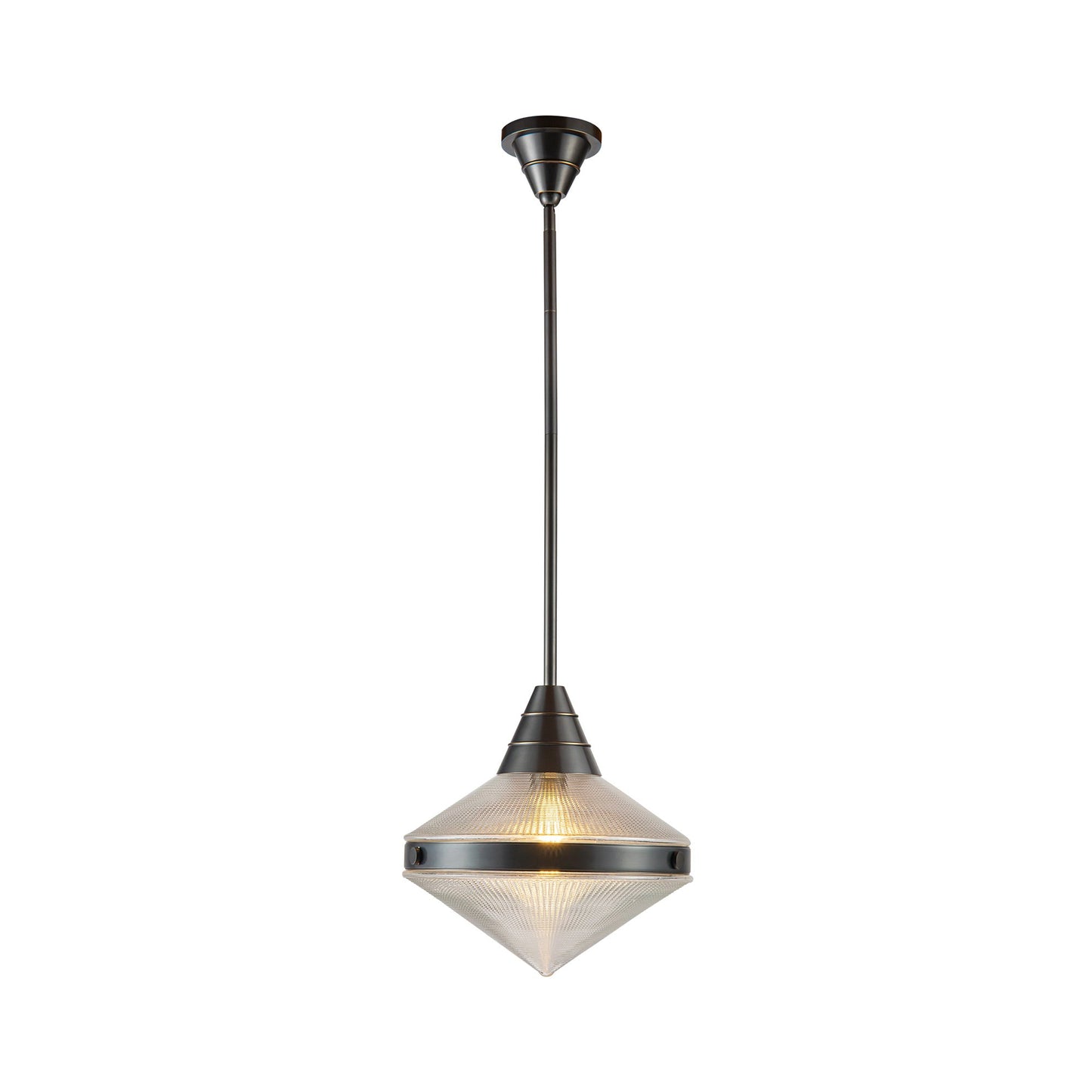 Willard Pendant Light in Urban Bronze/Clear Prismatic Glass (Small).