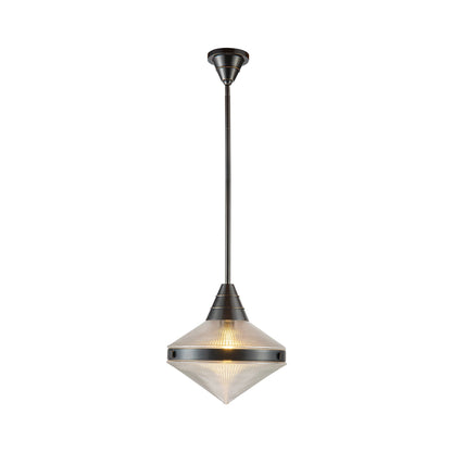 Willard Pendant Light in Urban Bronze/Clear Prismatic Glass (Small).