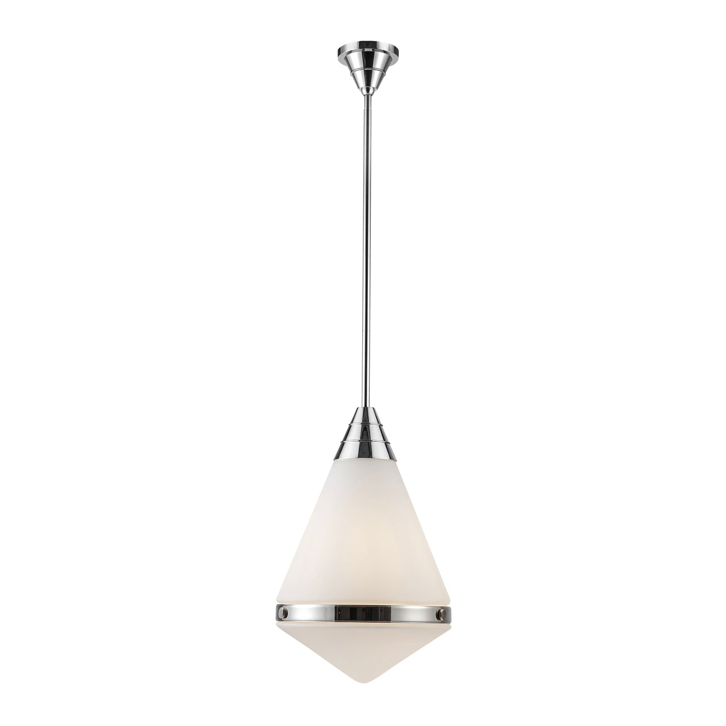 Willard Pendant Light in Polished Nickel/Matte Opal Glass (Large).
