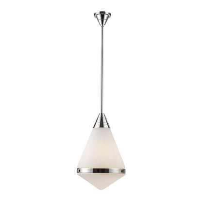 Willard Pendant Light in Polished Nickel/Matte Opal Glass (Large).