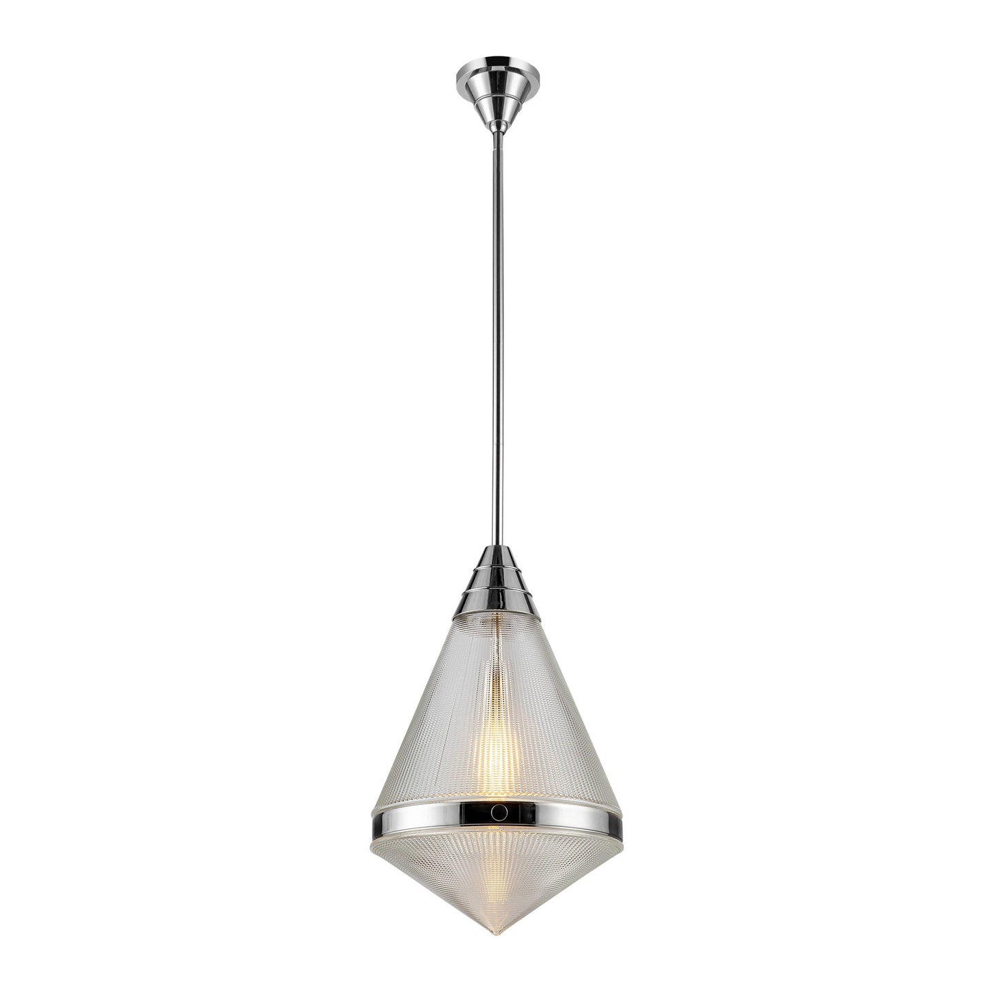 Willard Pendant Light in Polished Nickel/Clear Prismatic Glass (Large).