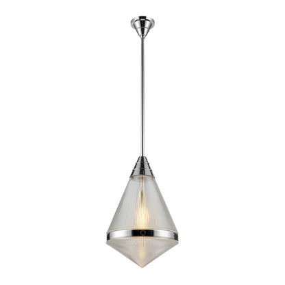 Willard Pendant Light in Polished Nickel/Clear Prismatic Glass (Large).