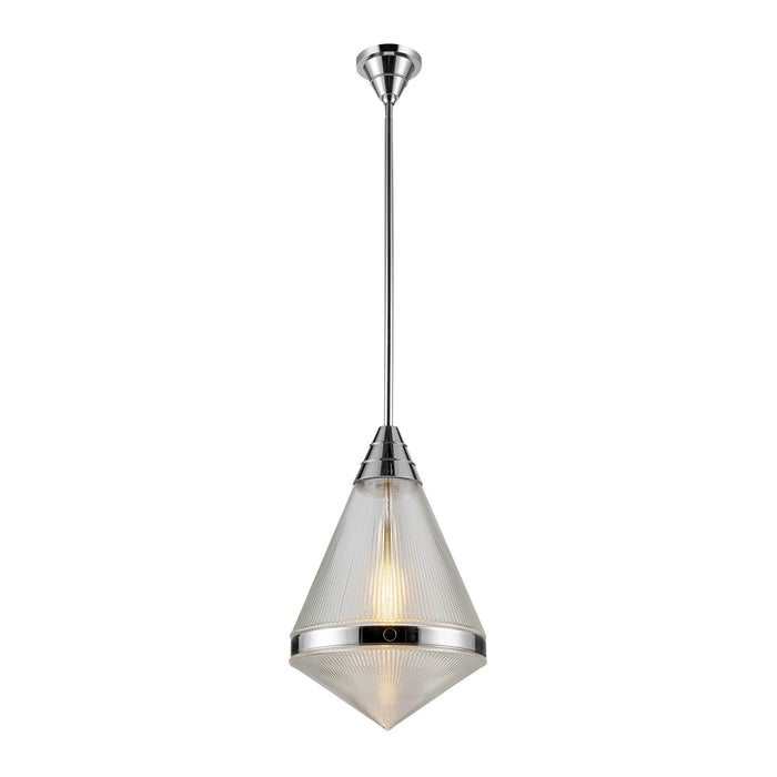 Willard Pendant Light in Polished Nickel/Clear Prismatic Glass (Large).