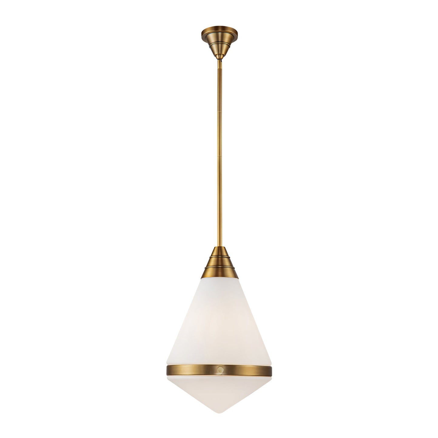 Willard Pendant Light in Vintage Brass/Matte Opal Glass (Large).