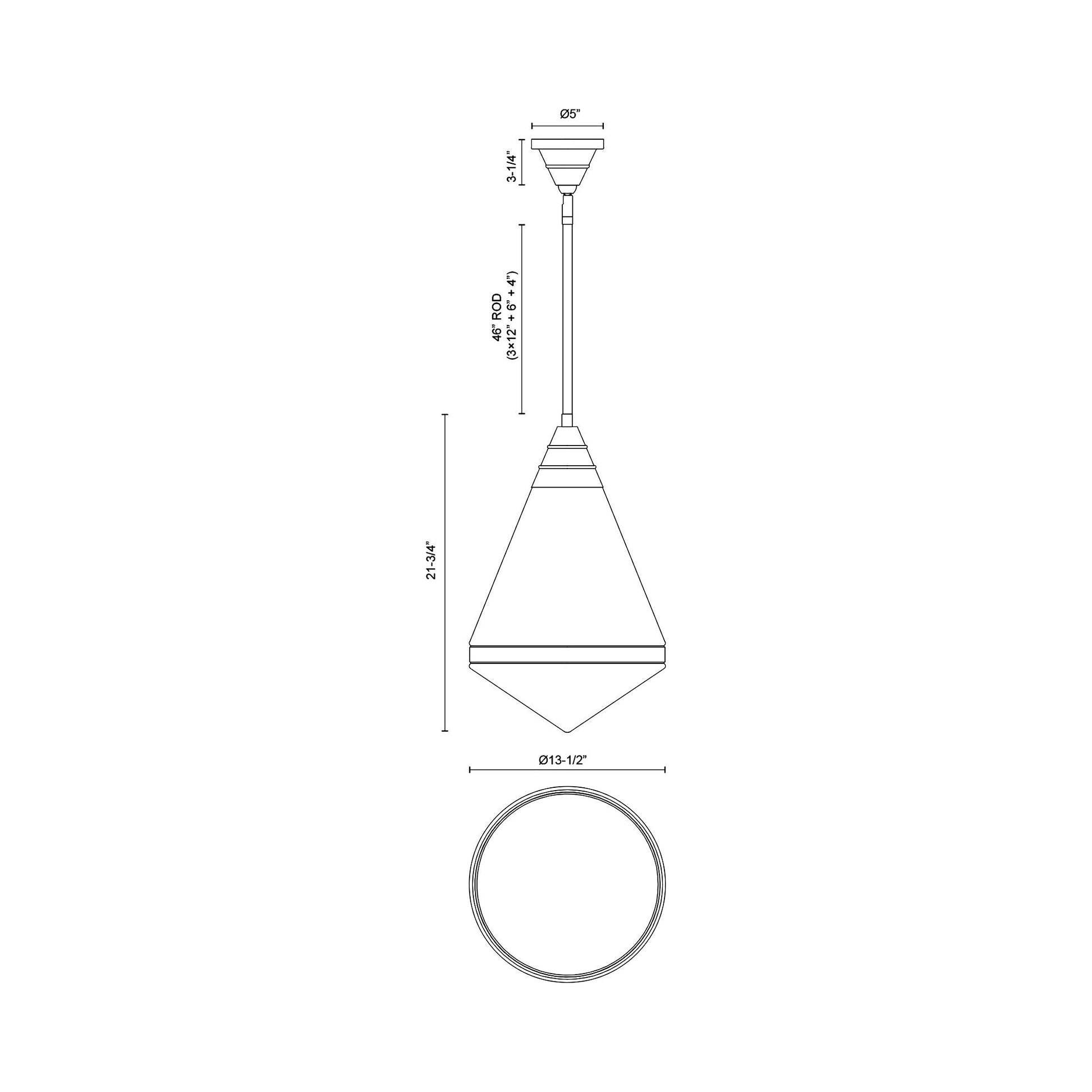 Willard Pendant Light - line drawing.