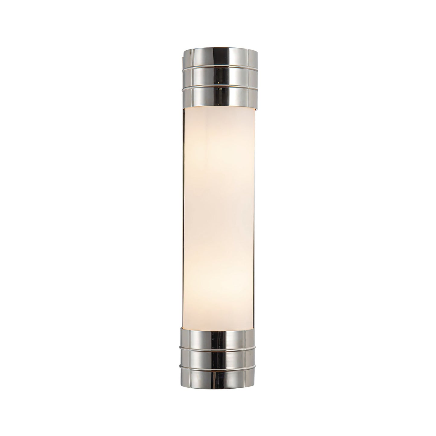 Willard Vanity Wall Light in Polished Nickel/Matte Opal Glass (2-Light).