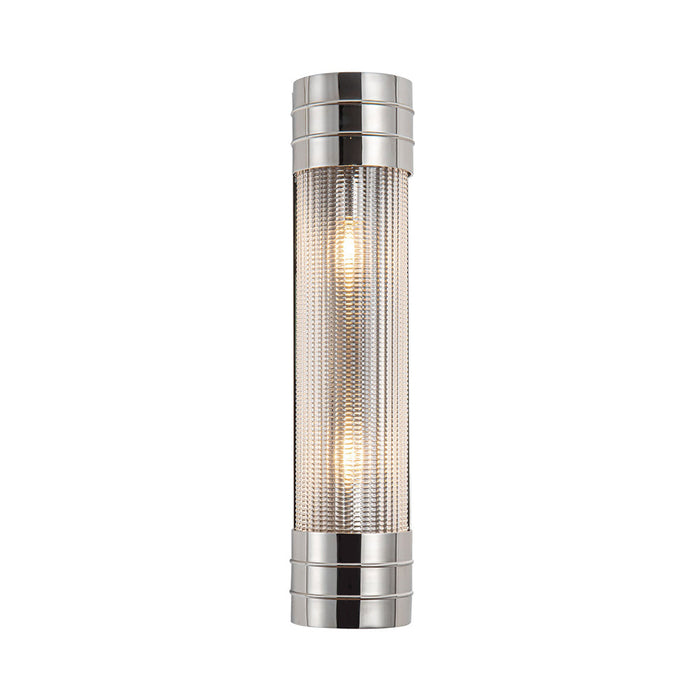 Willard Vanity Wall Light in Polished Nickel/Clear Prismatic Glass (2-Light).