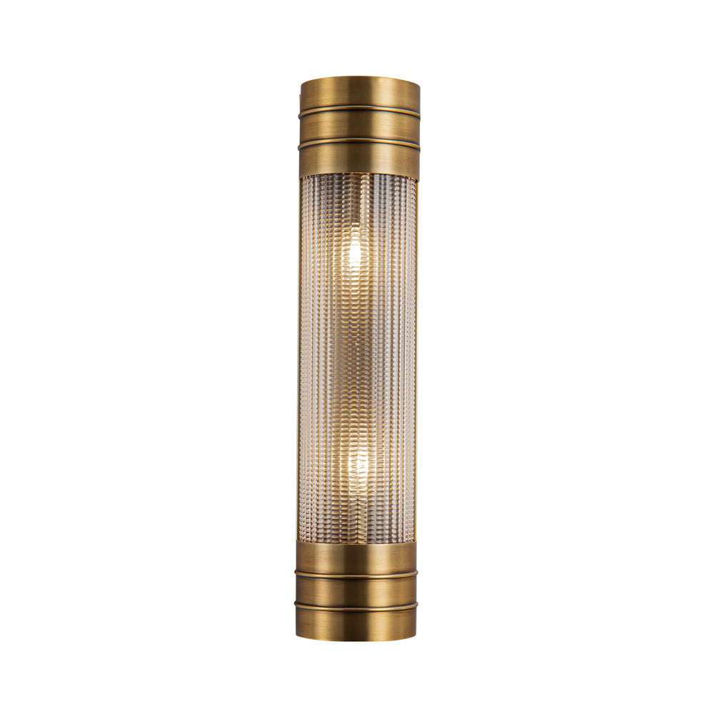 Willard Vanity Wall Light in Vintage Brass/Clear Prismatic Glass (2-Light).