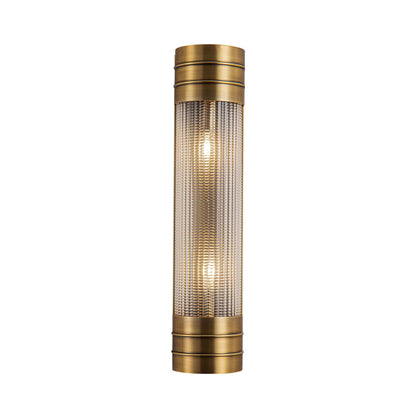 Willard Vanity Wall Light in Vintage Brass/Clear Prismatic Glass (2-Light).