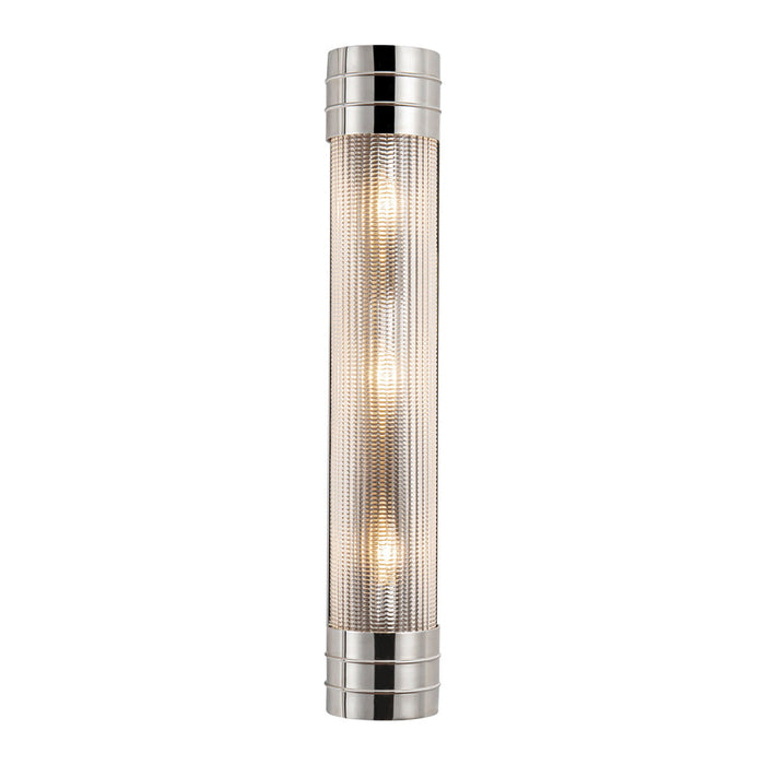 Willard Vanity Wall Light in Polished Nickel/Clear Prismatic Glass (3-Light).