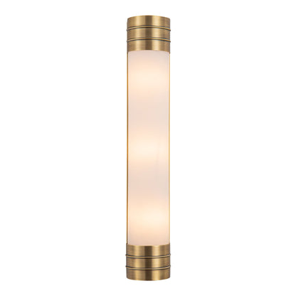 Willard Vanity Wall Light in Vintage Brass/Matte Opal Glass (3-Light).