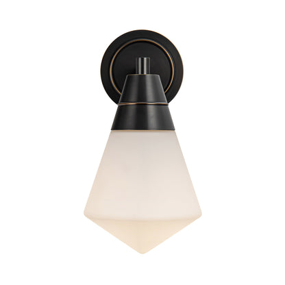 Willard Wall Light in Urban Bronze/Matte Opal Glass.