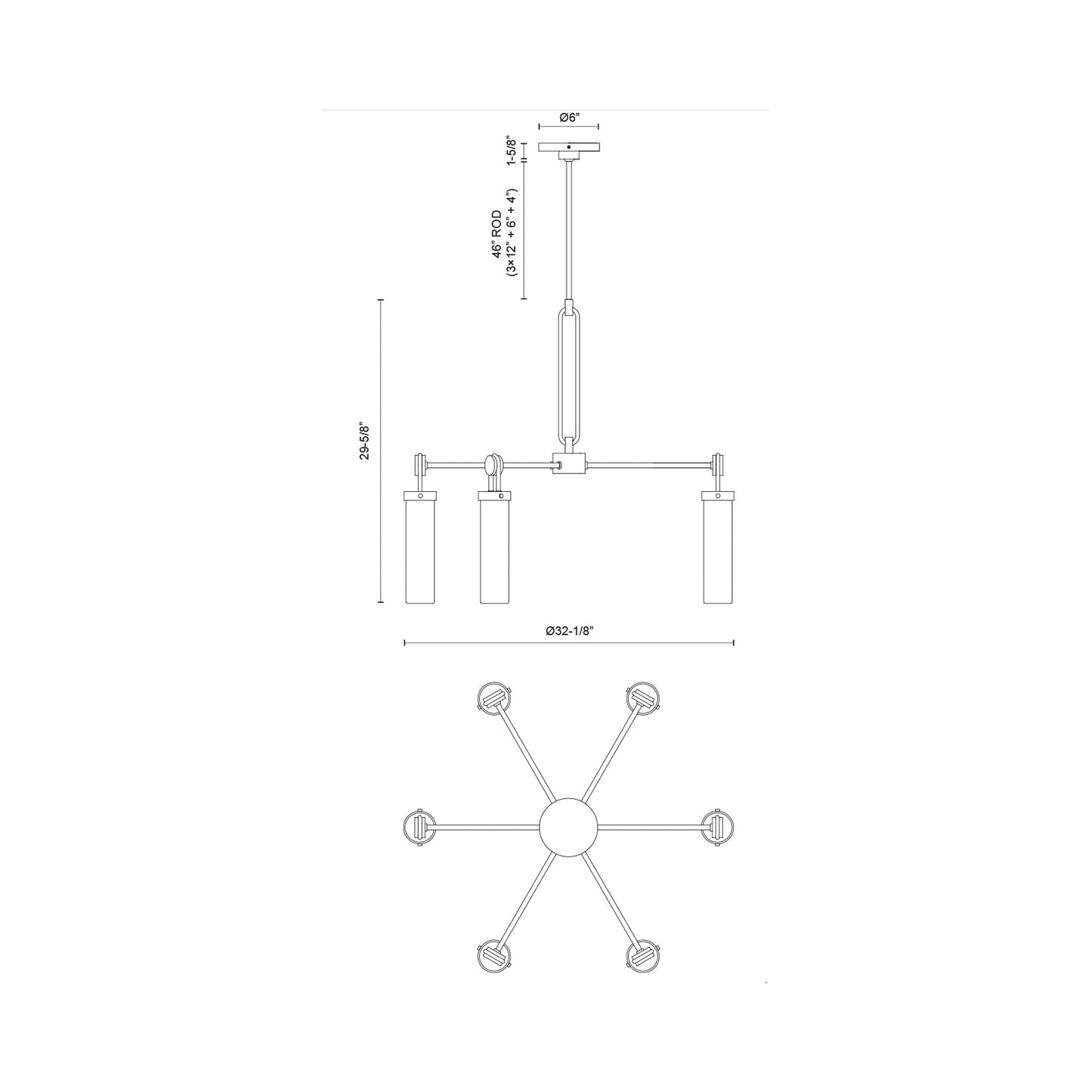 Wynwood Chandelier - line drawing.