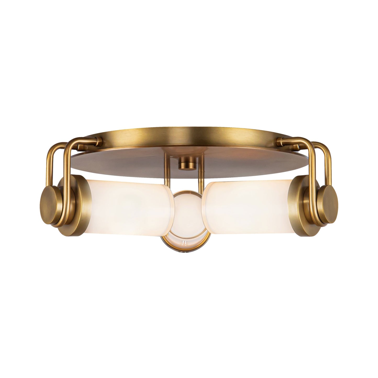 Wynwood Flush Mount Ceiling Light in Vintage Brass.