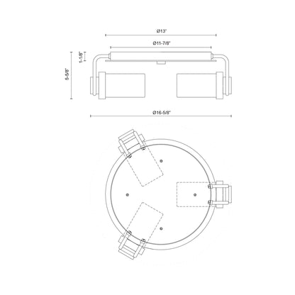 Wynwood Flush Mount Ceiling Light - line drawing.