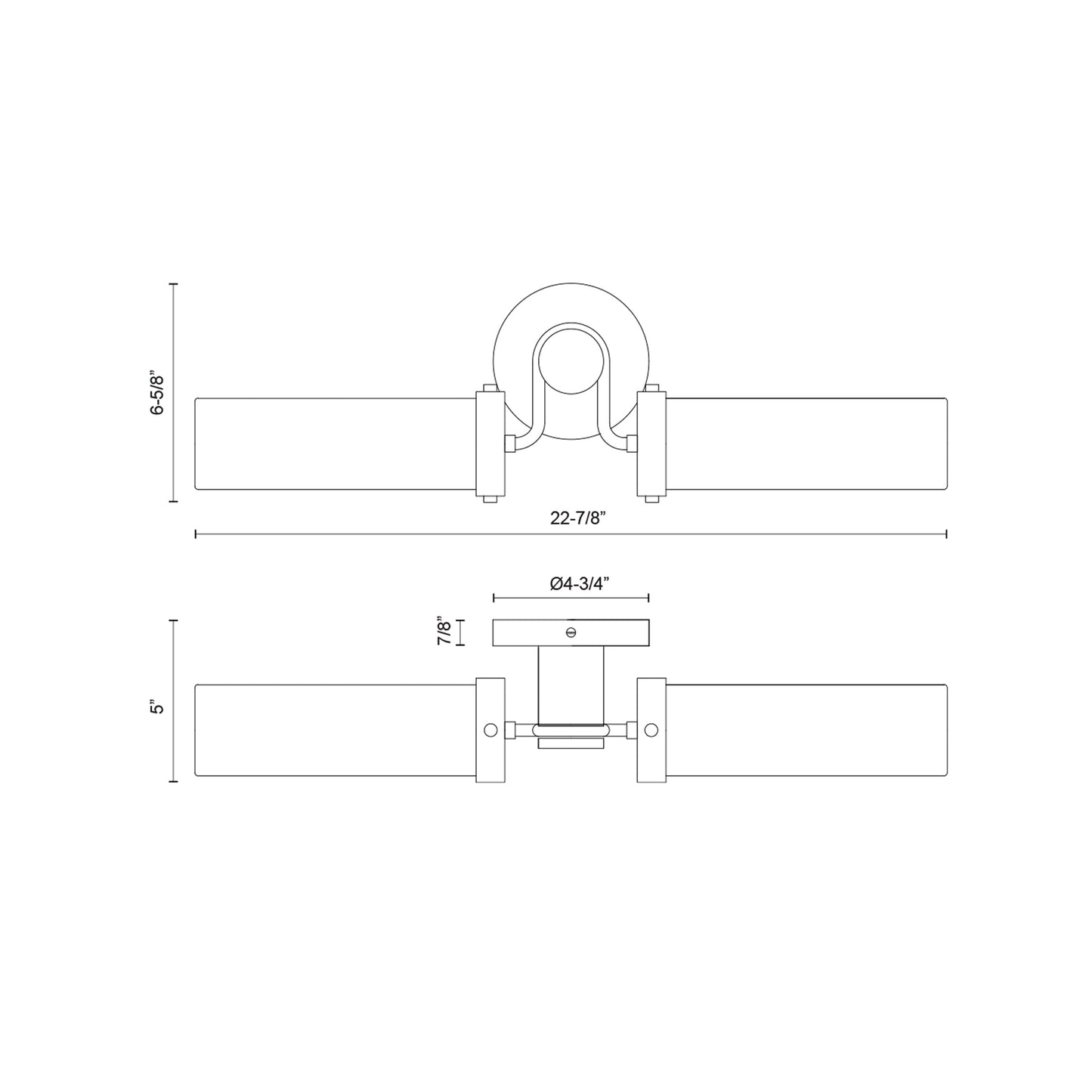 Wynwood Vanity Wall Light - line drawing.