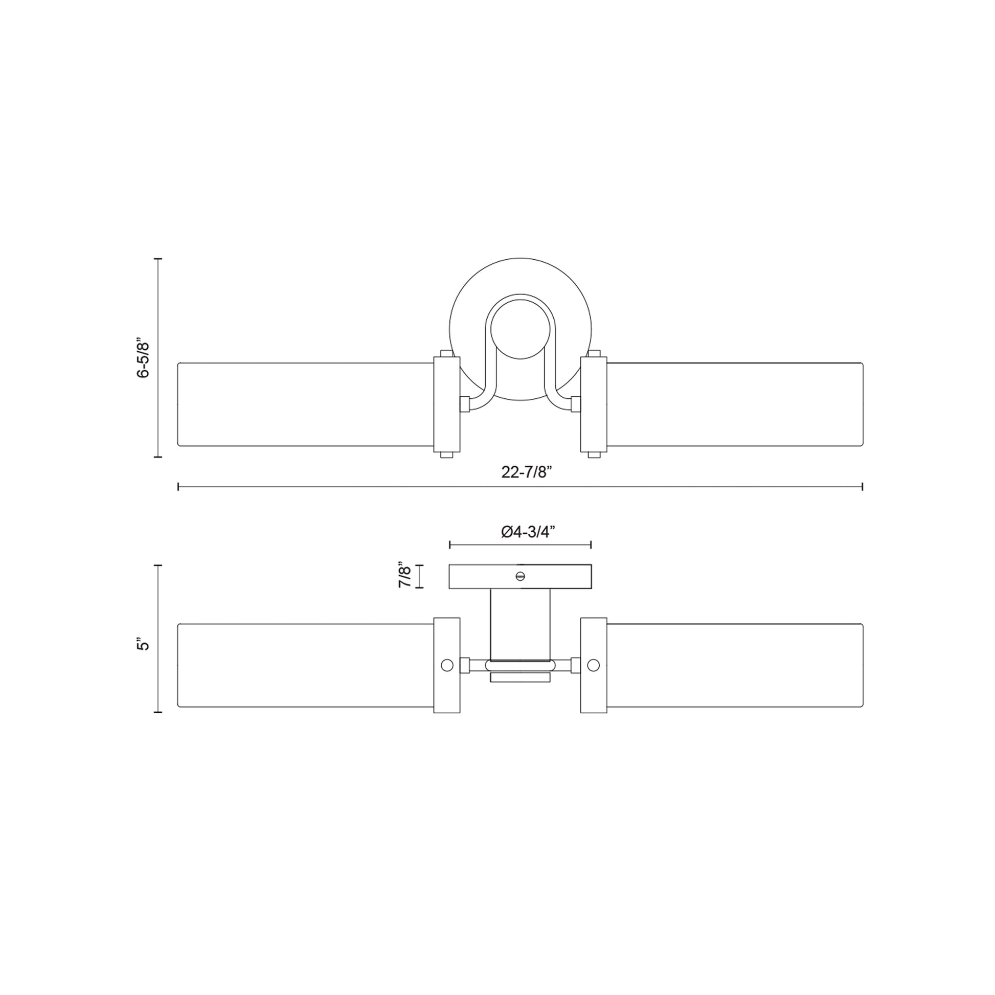Wynwood Vanity Wall Light - line drawing.