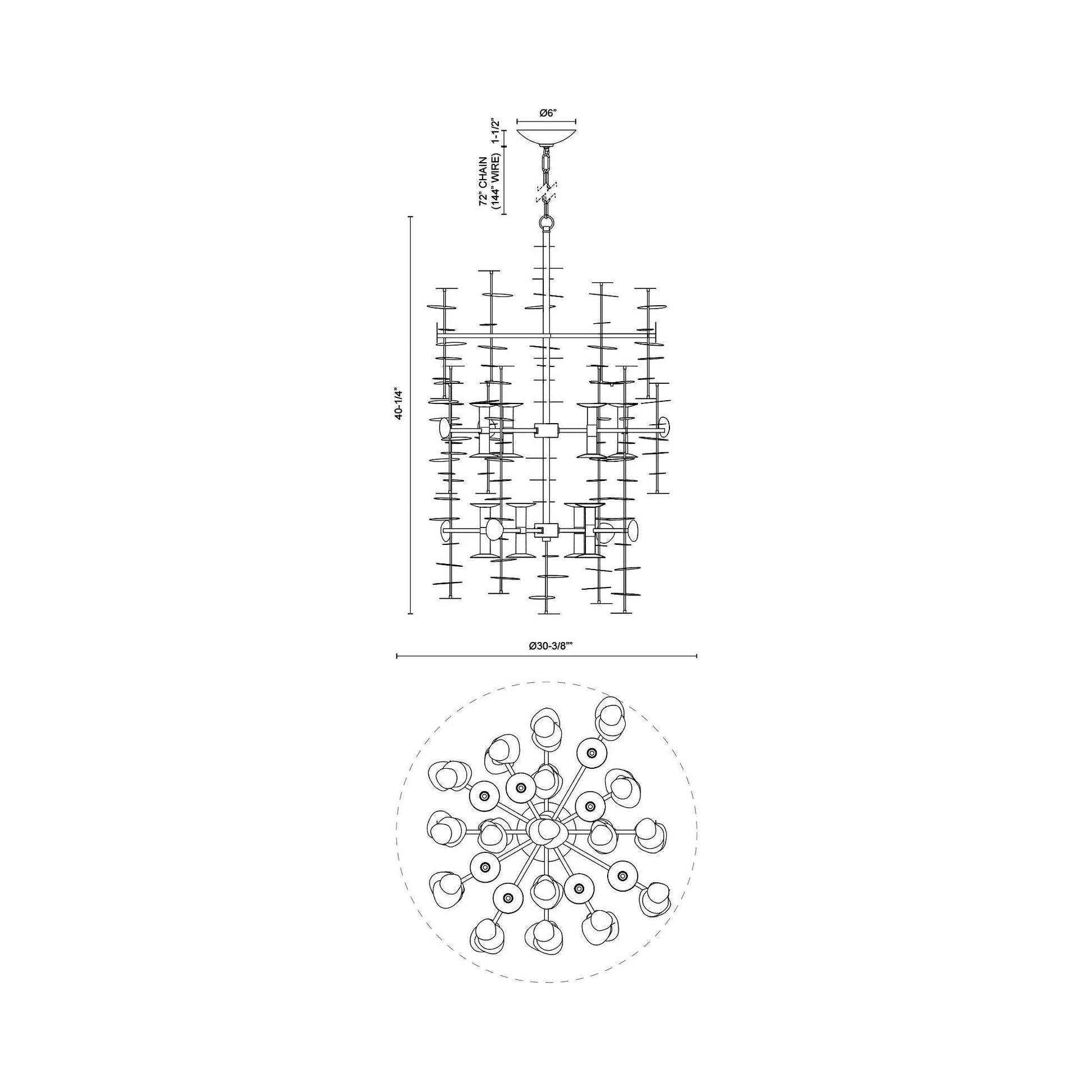 Yukari Chandelier - line drawing.