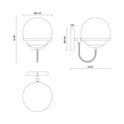 Alba 1-Light Bath Wall Light - line drawing.