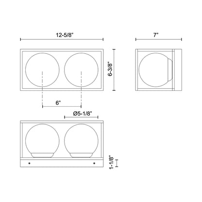 Amelia Outdoor Wall Light - line drawing.