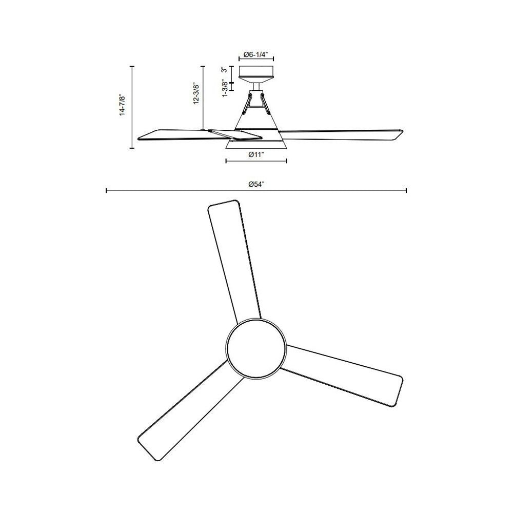 Archer LED Ceiling Fan - line drawing.