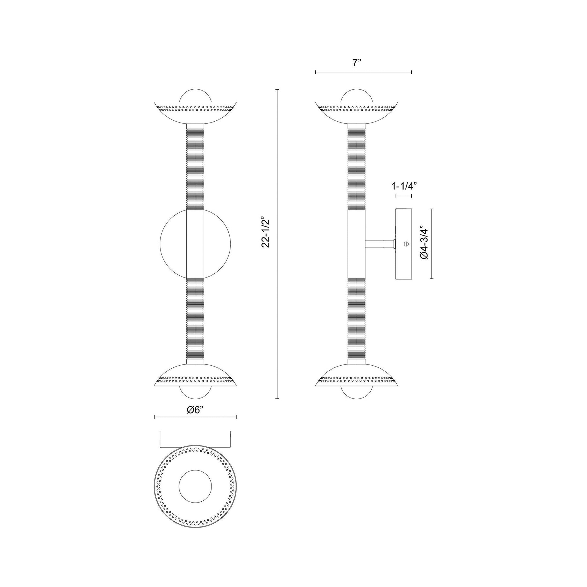 Arden LED Bath Vanity Light - line drawing.