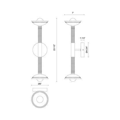 Arden LED Bath Vanity Light - line drawing.