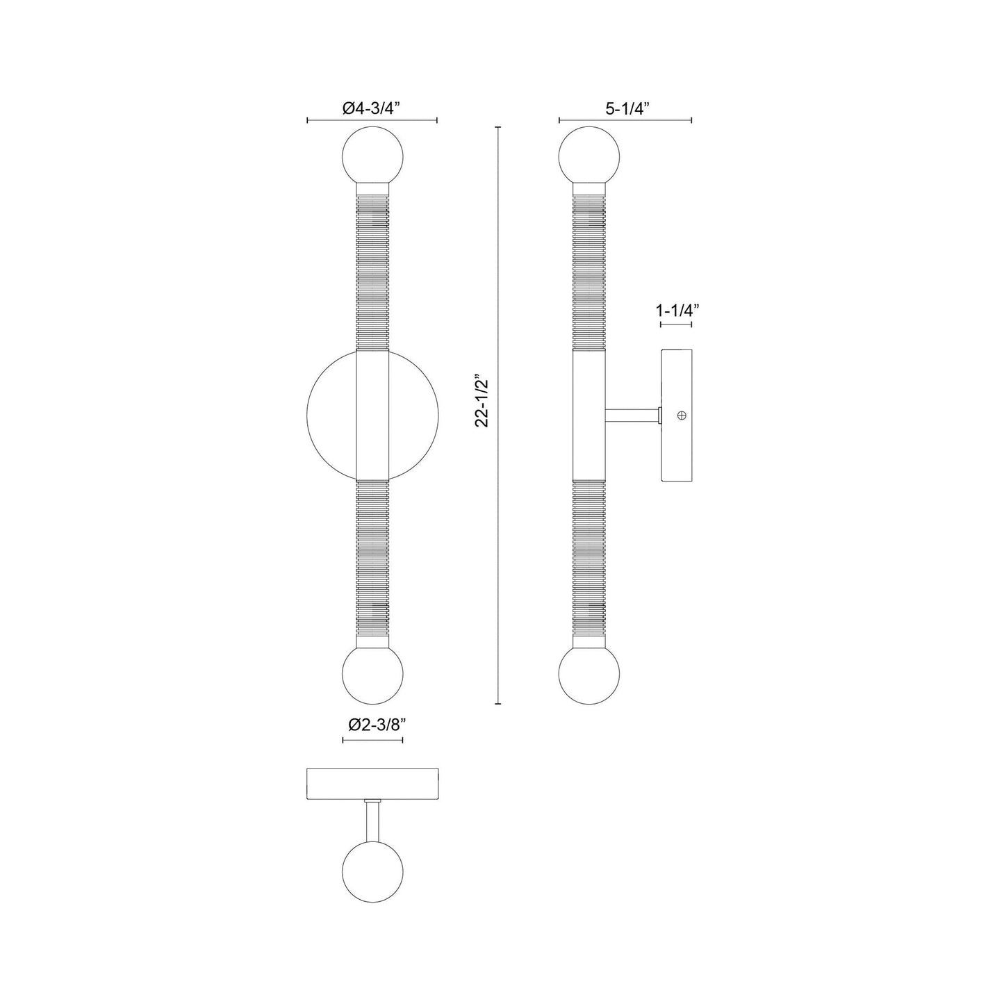 Arden LED Bath Vanity Light - line drawing.
