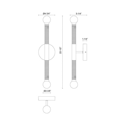 Arden LED Bath Vanity Light - line drawing.