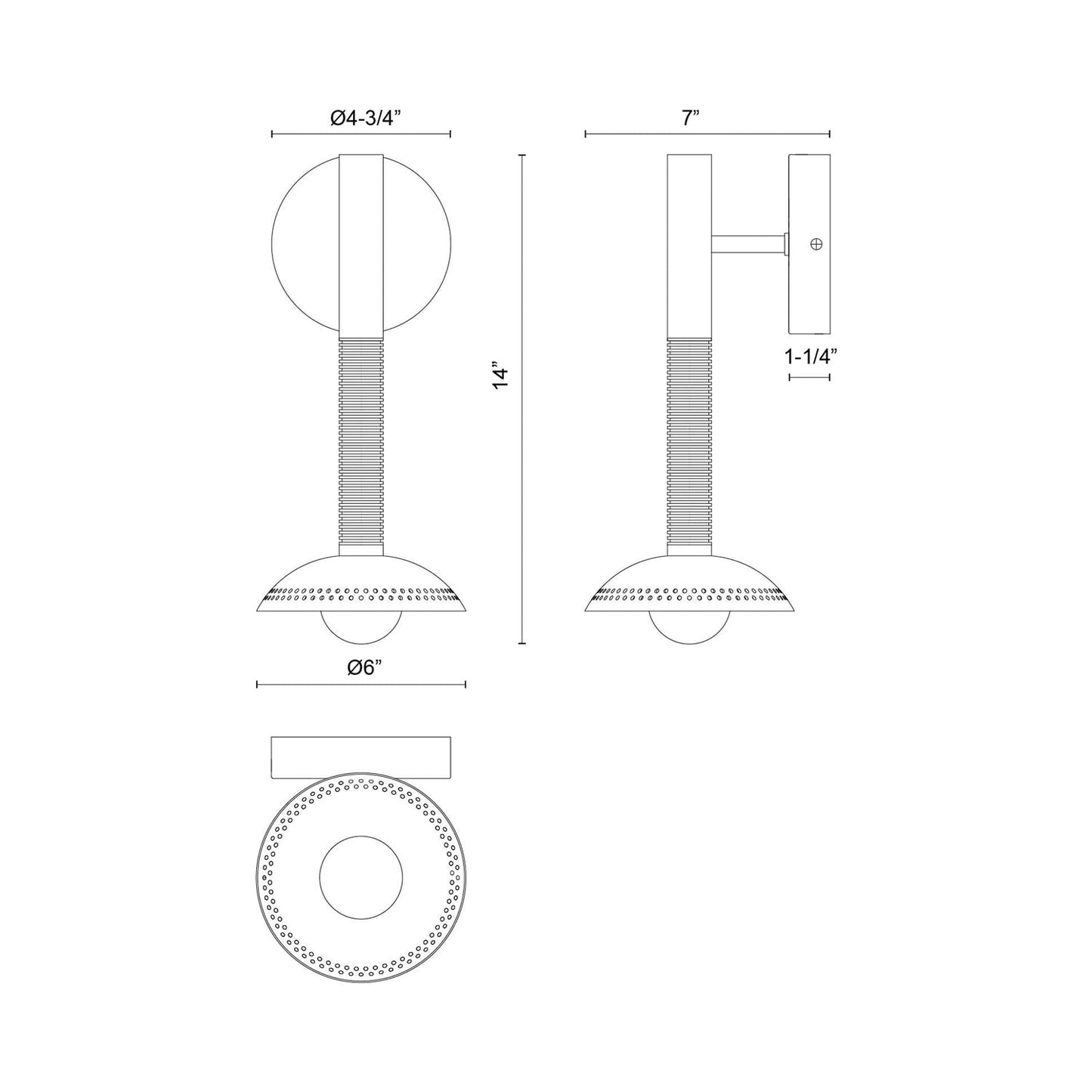 Arden LED Bath Wall Light - line drawing.