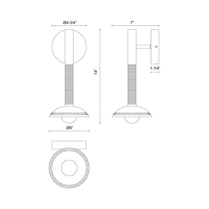 Arden LED Bath Wall Light - line drawing.