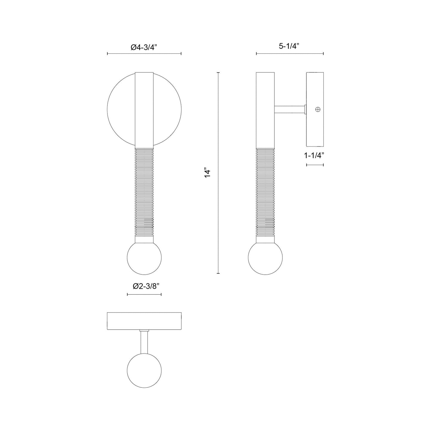 Arden LED Bath Wall Light - line drawing.