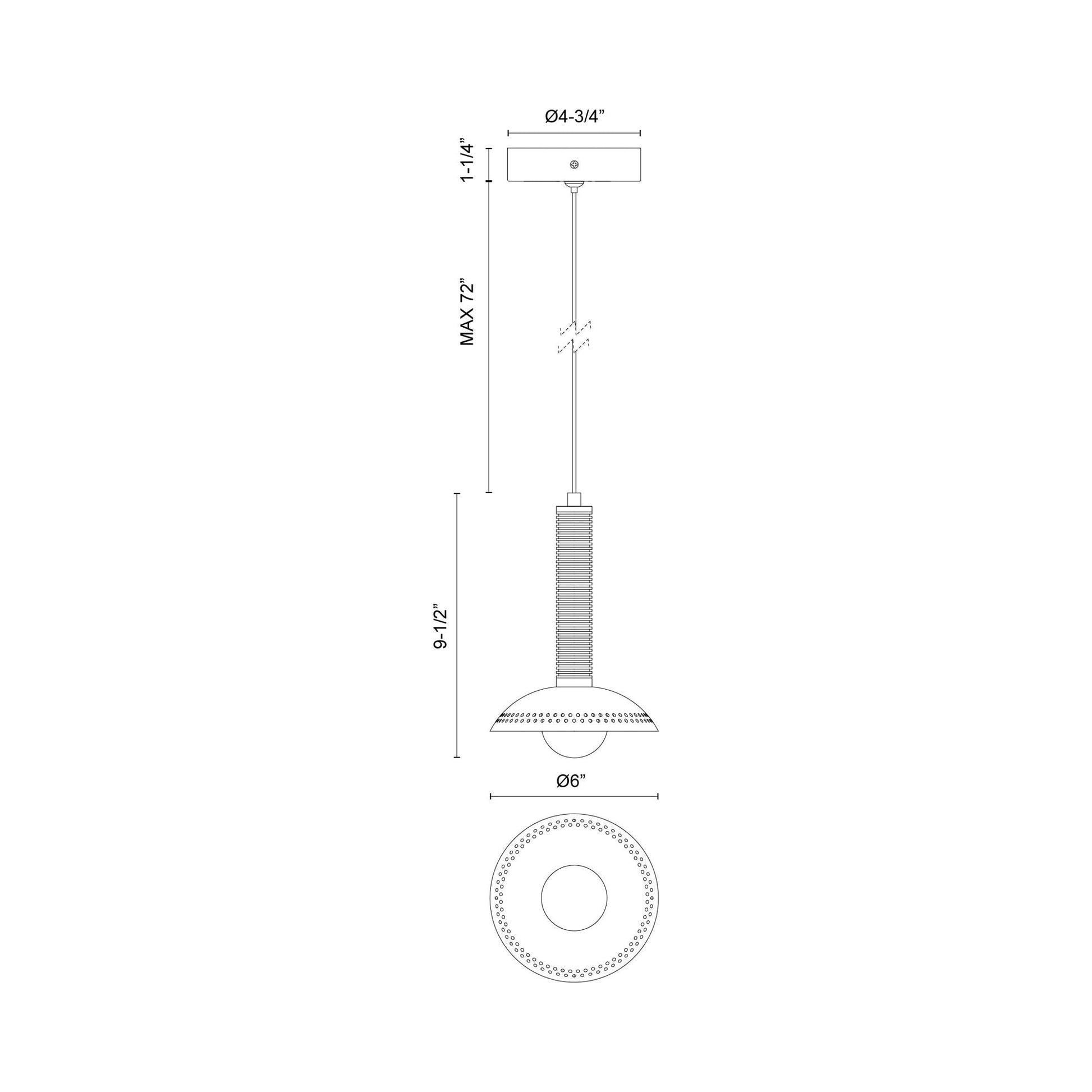 Arden LED Pendant Light - line drawing.