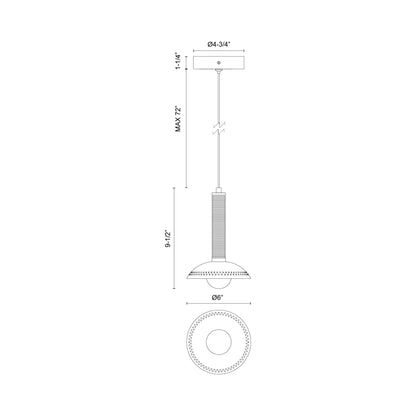 Arden LED Pendant Light - line drawing.