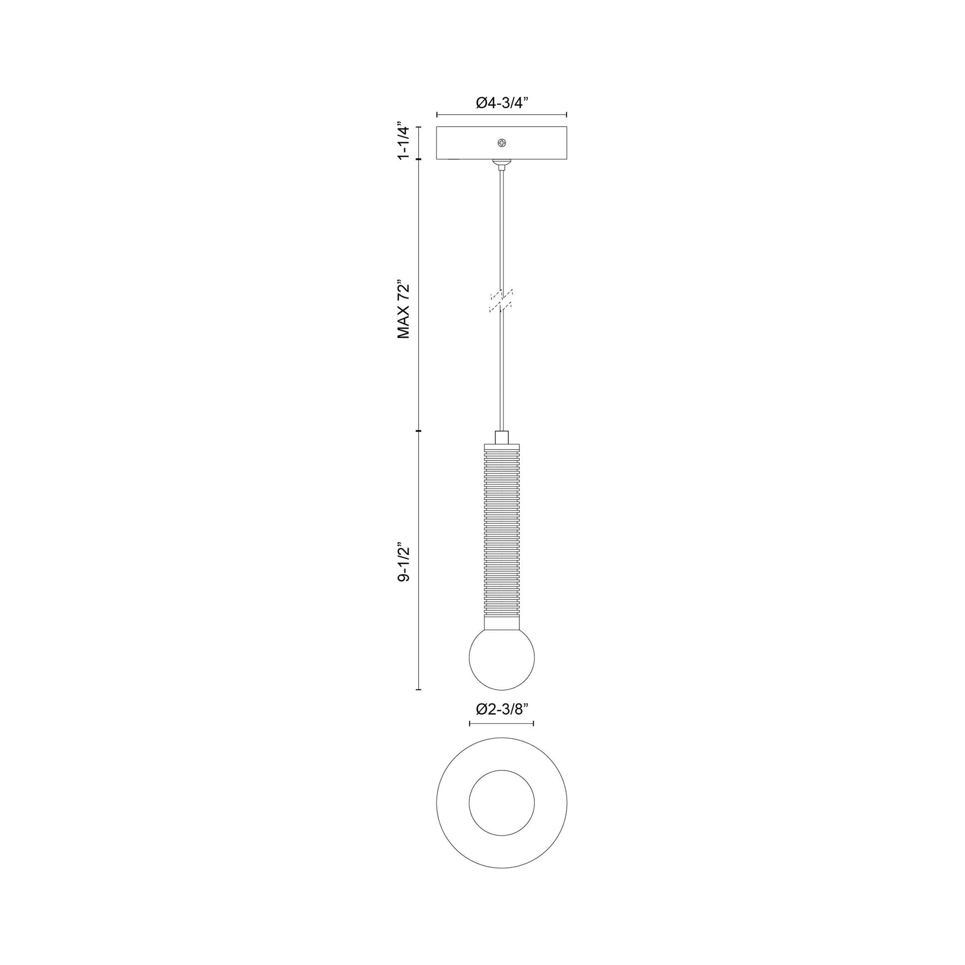 Arden LED Pendant Light - line drawing.