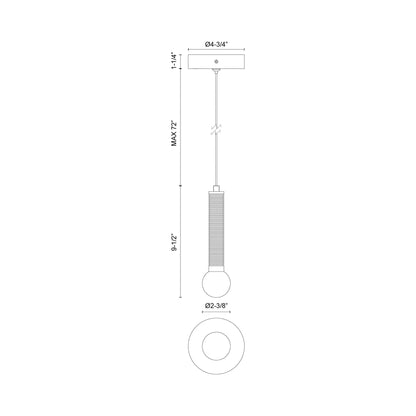Arden LED Pendant Light - line drawing.