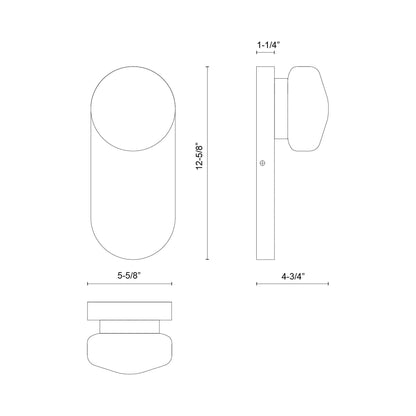 Ariel Bath Wall Light - line drawing.