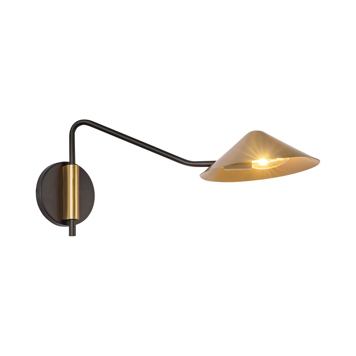 Ashford Arm Wall Light in Brushed Gold.
