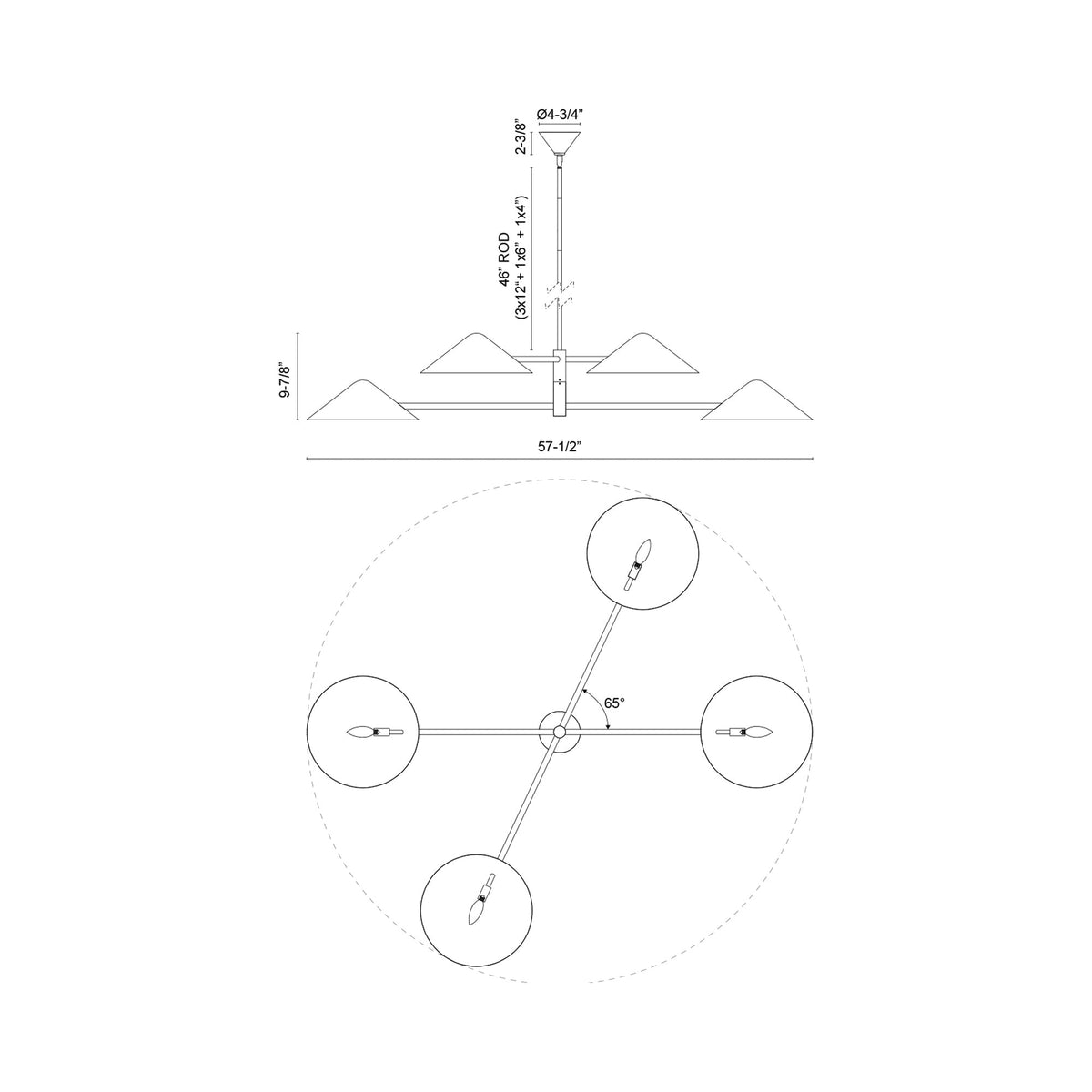 Ashford Chandelier - line drawing.