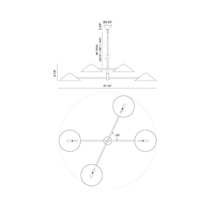 Ashford Chandelier - line drawing.