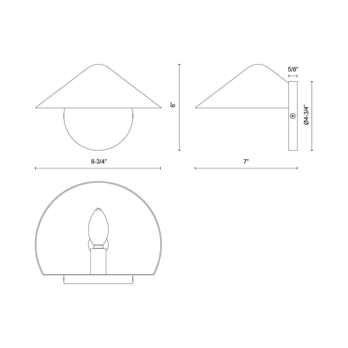 Ashford Wall Light - line drawing.