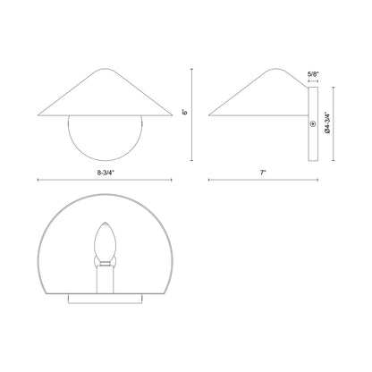Ashford Wall Light - line drawing.