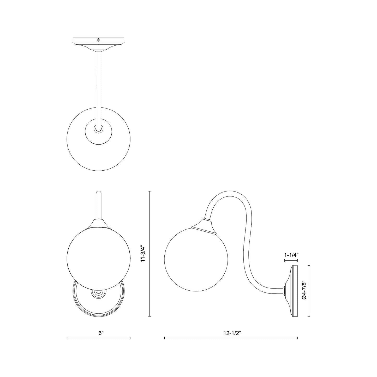 Bancroft Wall Light - line drawing.