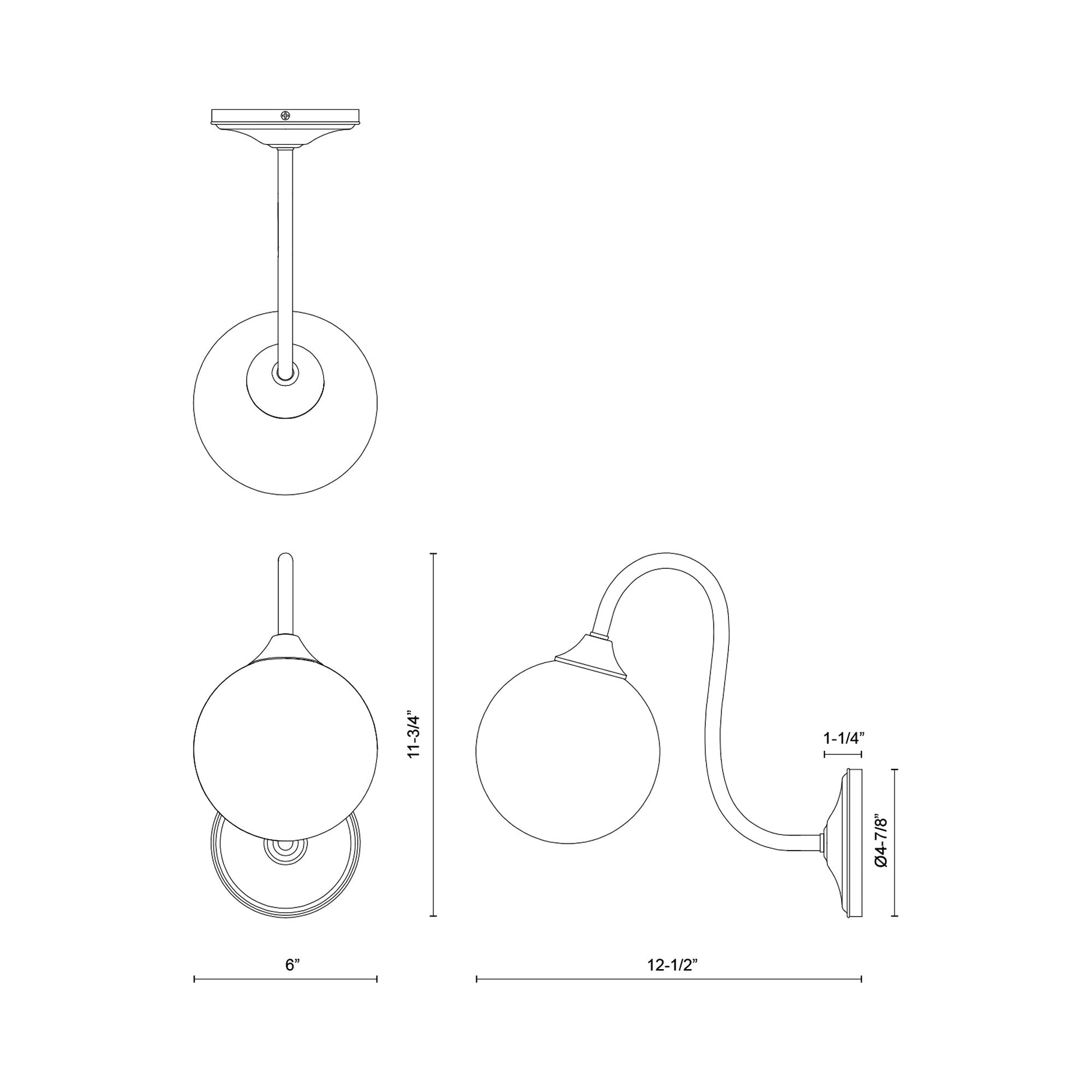 Bancroft Wall Light - line drawing.