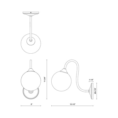 Bancroft Wall Light - line drawing.